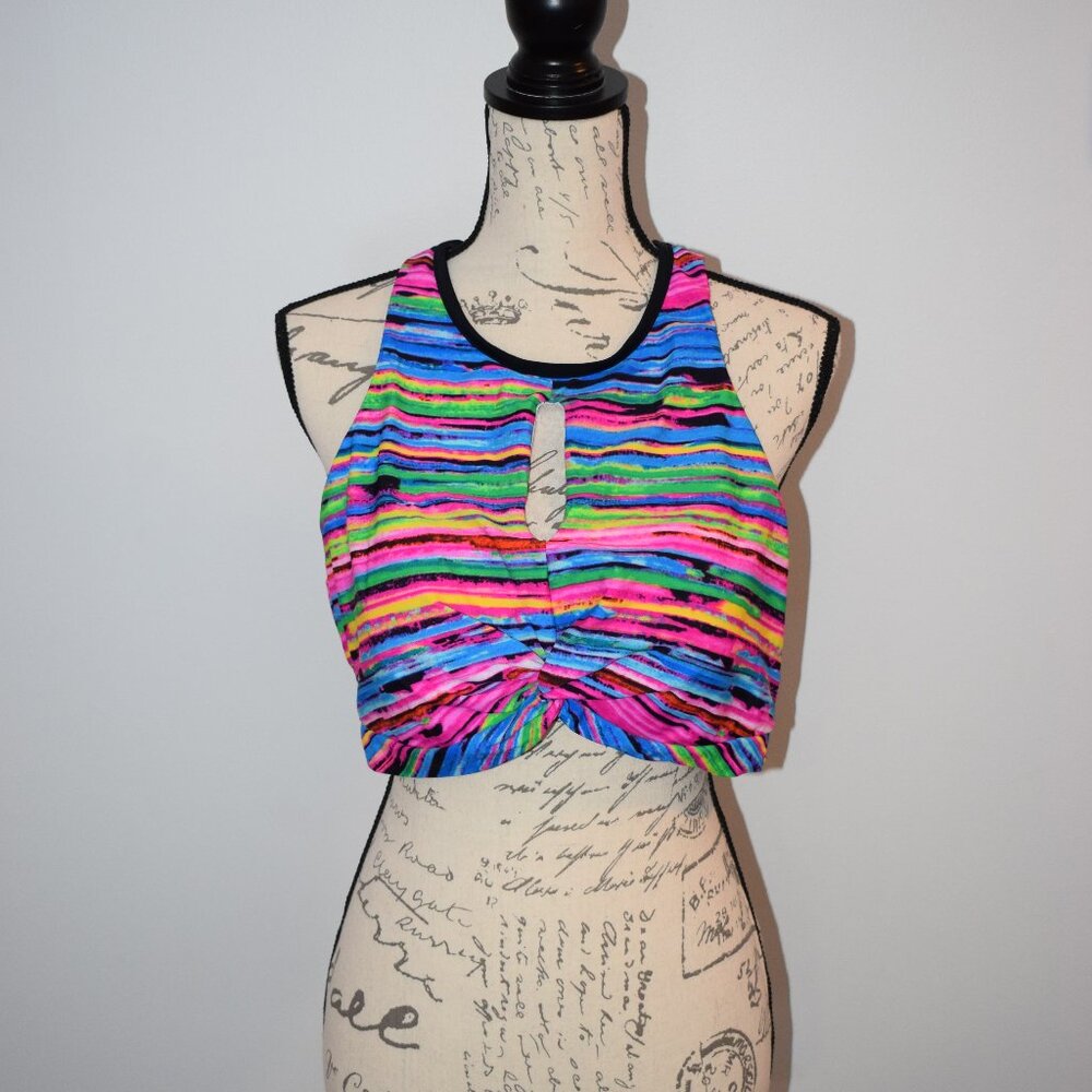 Zelos multi colored razer back swim top XL